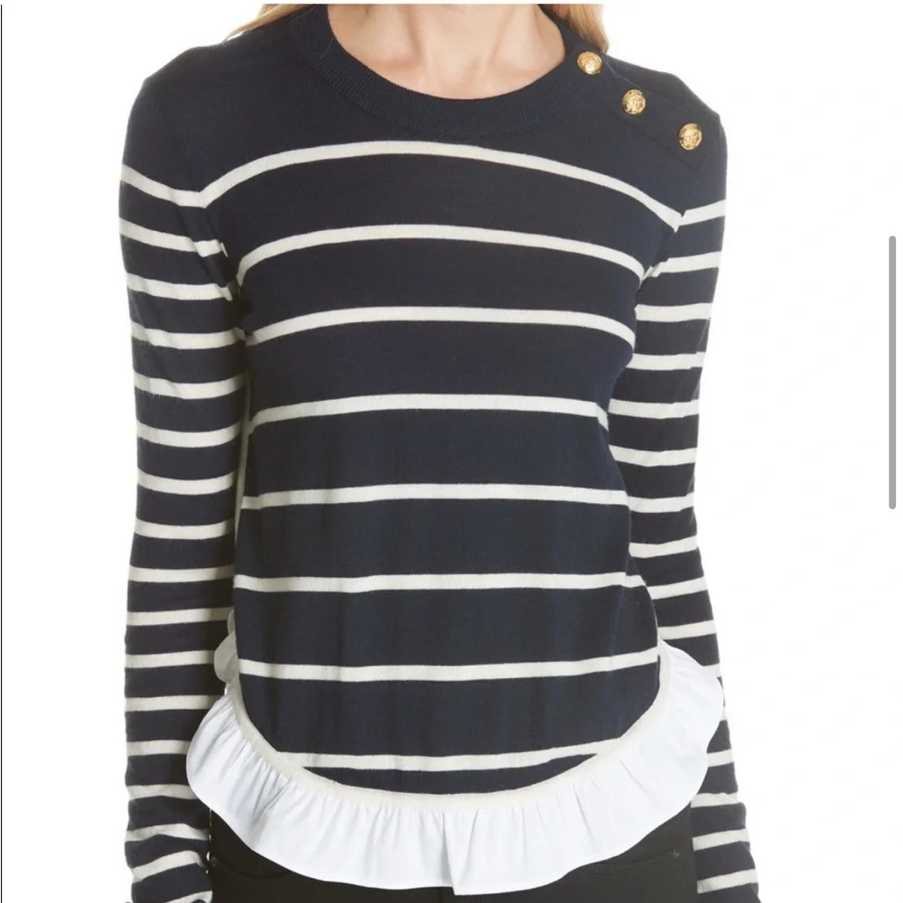 Veronica Beard Ollie Ruffle Hem Sweater- M‎